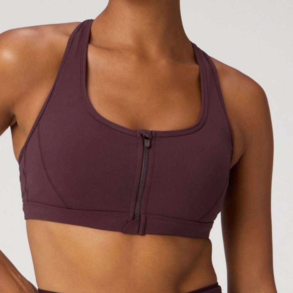 Fabletics Essential Front Zip Medium Impact Sports Bra